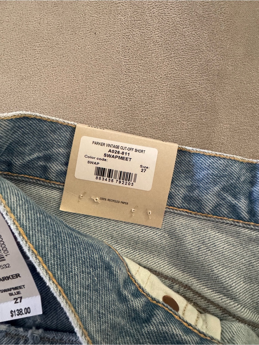 NWT AGOLDE Parker Vintage Cut-Off Denim Jean short in Swapmeet Blue size 27 - Picture 12 of 14
